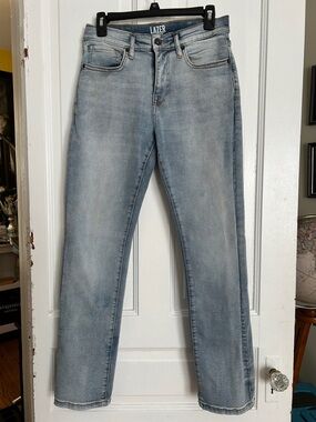 LAZER Women's Straight Leg Jeans in Light Wash Blue